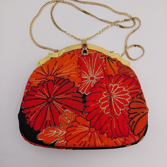 Vtg Judith Leiber Minaudière Bag Purse 70s 80s Gold Comb & Mirror Italy crystals - Picture 3 of 11